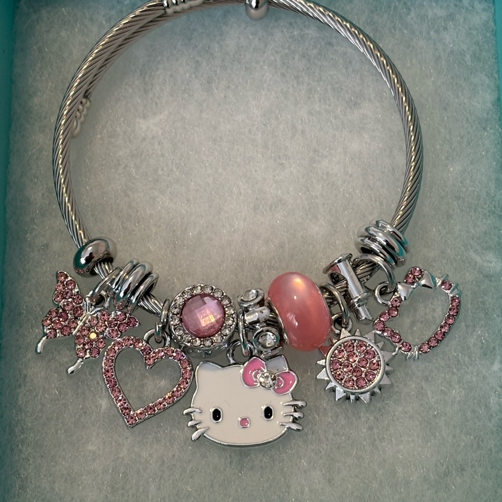 Hello Kitty Silver and Pink Charm Bracelet